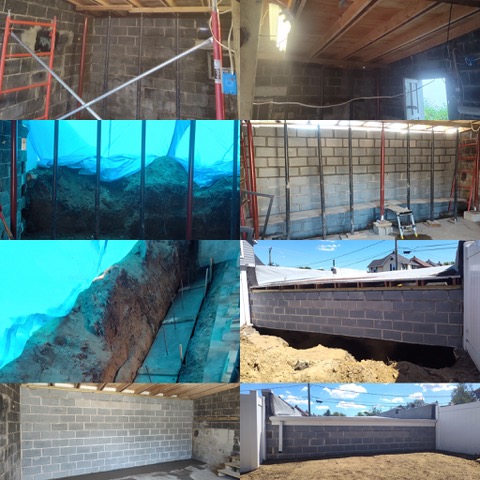 foundation wall replacement project located in Gloucester City, NJ.